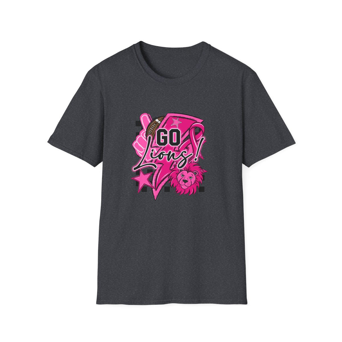 Pink Out Go Lions Football (Elementary) Short Sleeve Tee
