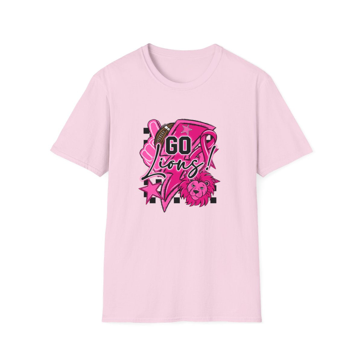 Pink Out Go Lions Football (Elementary) Short Sleeve Tee