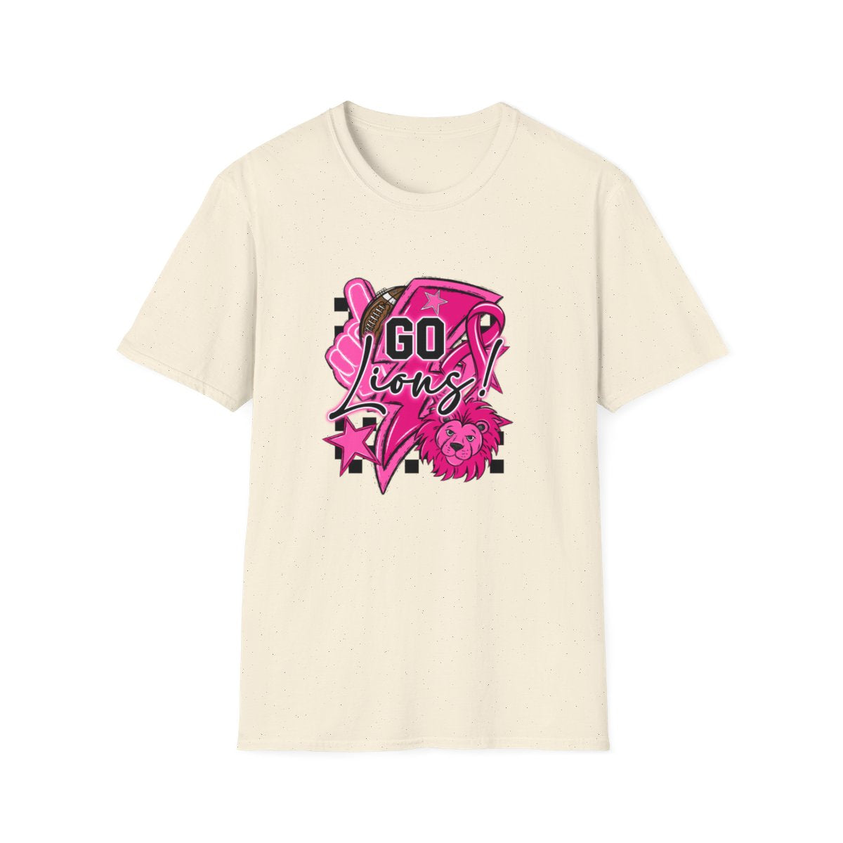 Pink Out Go Lions Football (Elementary) Short Sleeve Tee