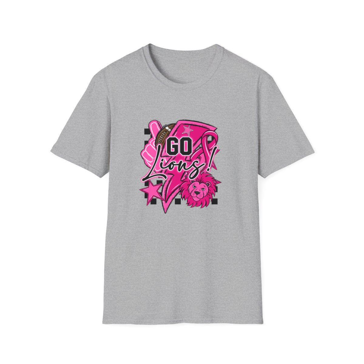 Pink Out Go Lions Football (Elementary) Short Sleeve Tee