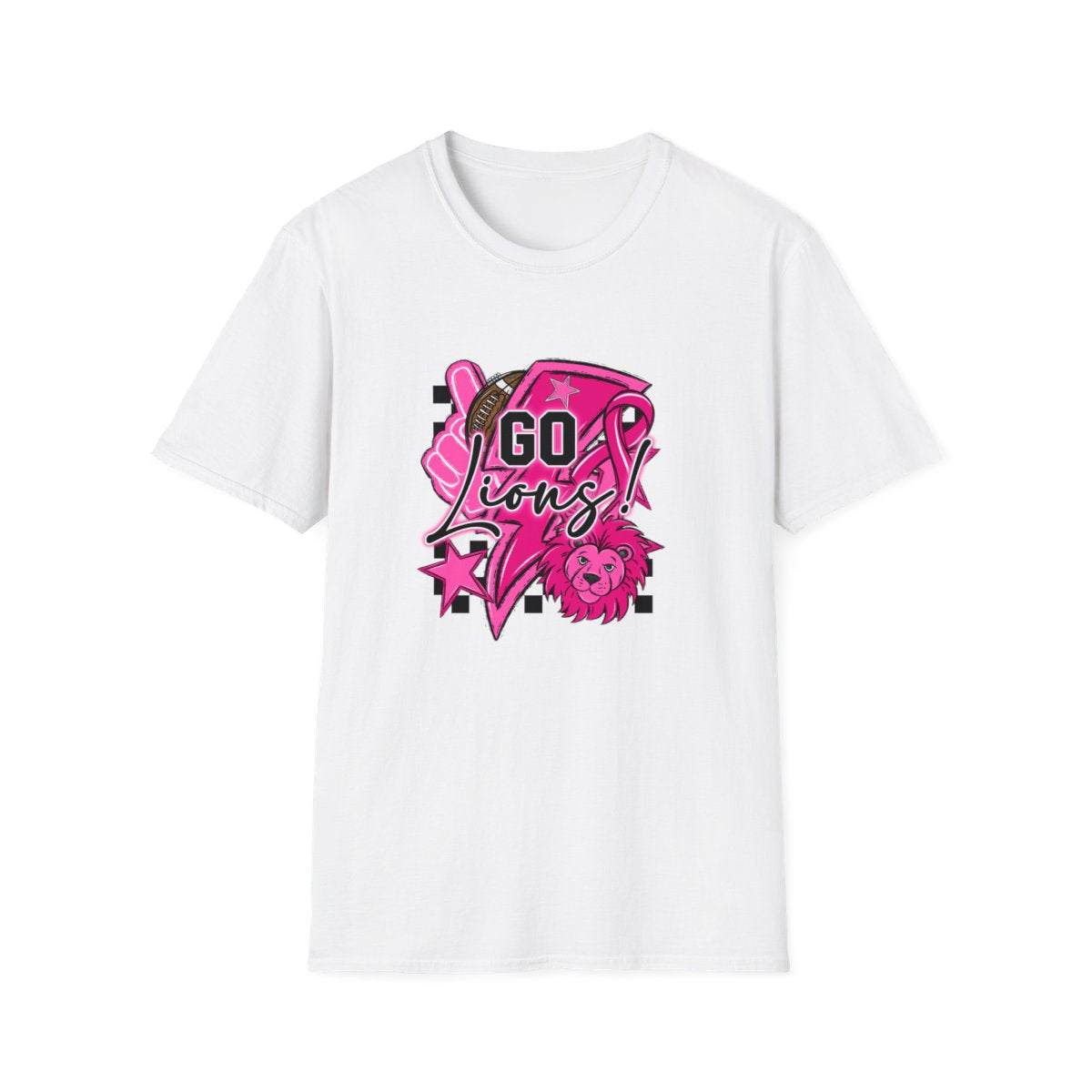 Pink Out Go Lions Football (Elementary) Short Sleeve Tee