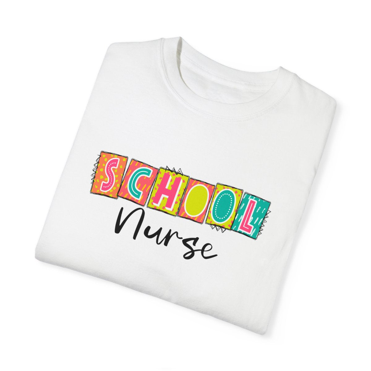 School Nurse Neon Blocks Short Sleeve Tee