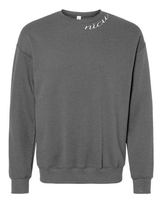 NICU Collar White Script Long Sleeve Sweatshirt