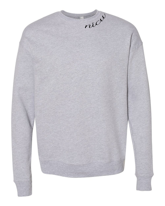 NICU Collar Black Script Long Sleeve Sweatshirt