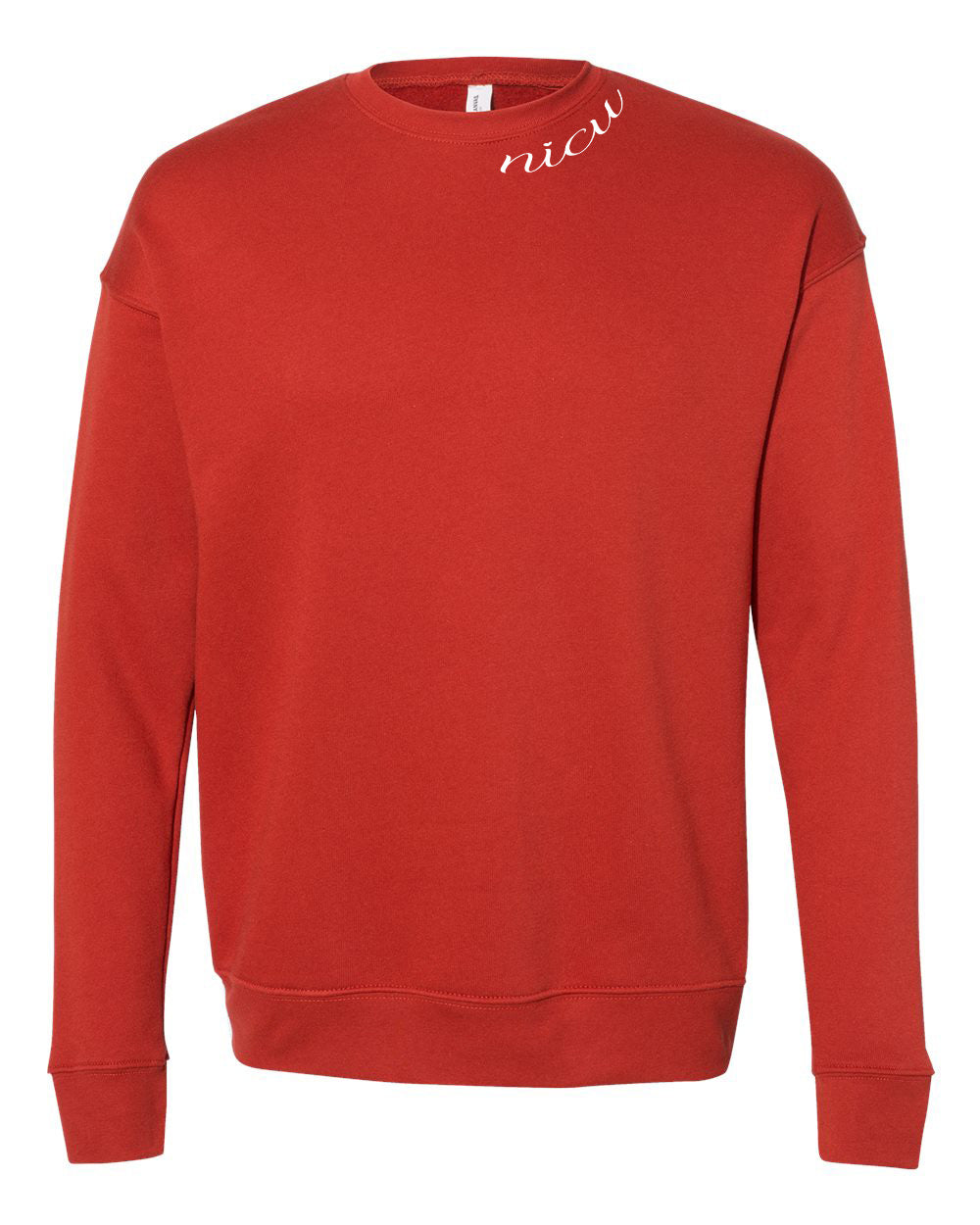 NICU Collar White Script Long Sleeve Sweatshirt