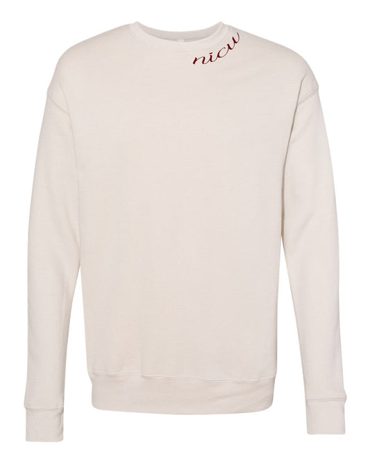 NICU Collar Rosewood Script Long Sleeve Sweatshirt