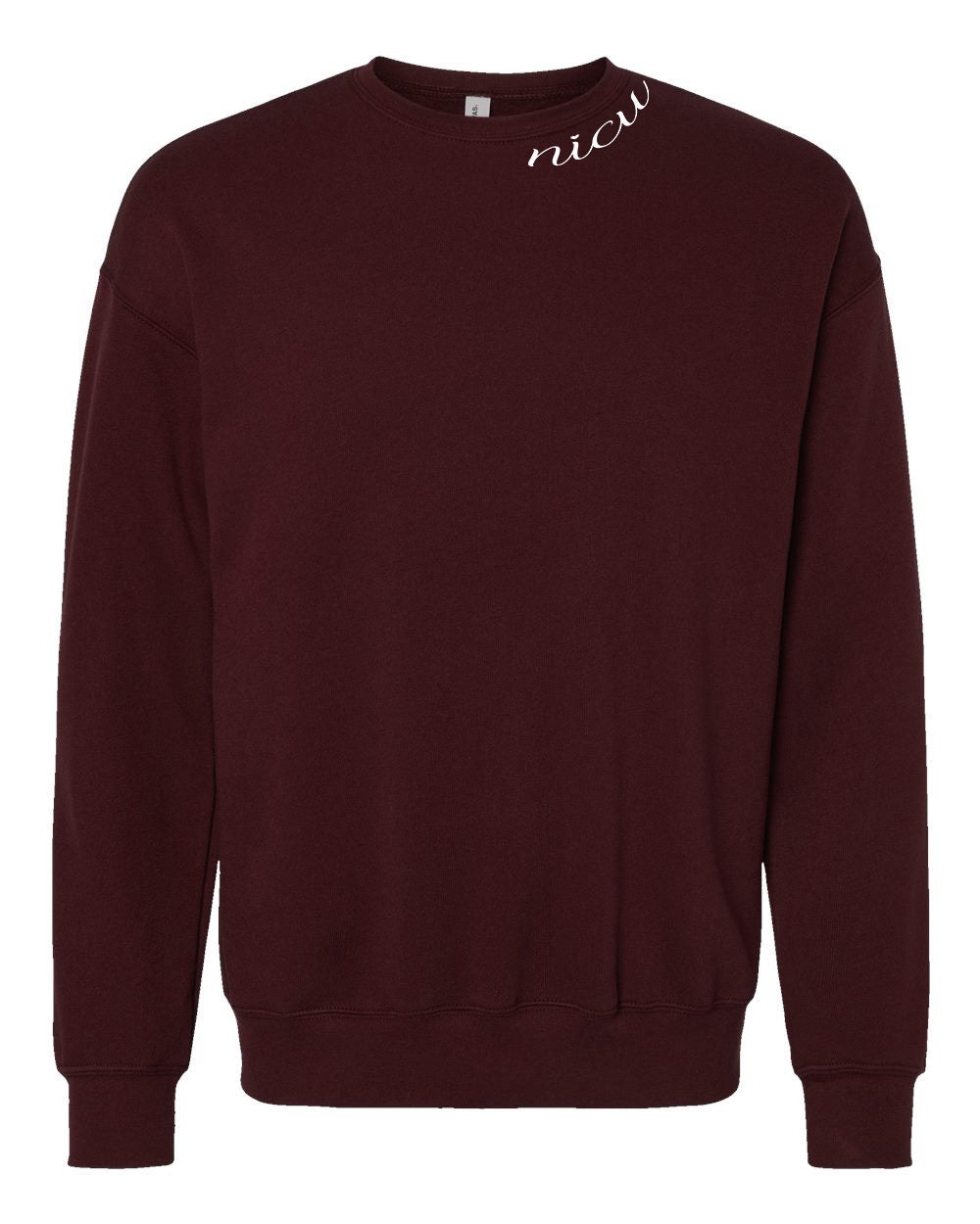 NICU Collar White Script Long Sleeve Sweatshirt