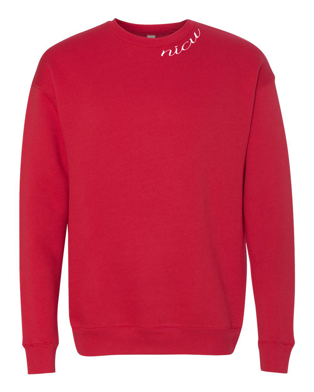 NICU Collar White Script Long Sleeve Sweatshirt