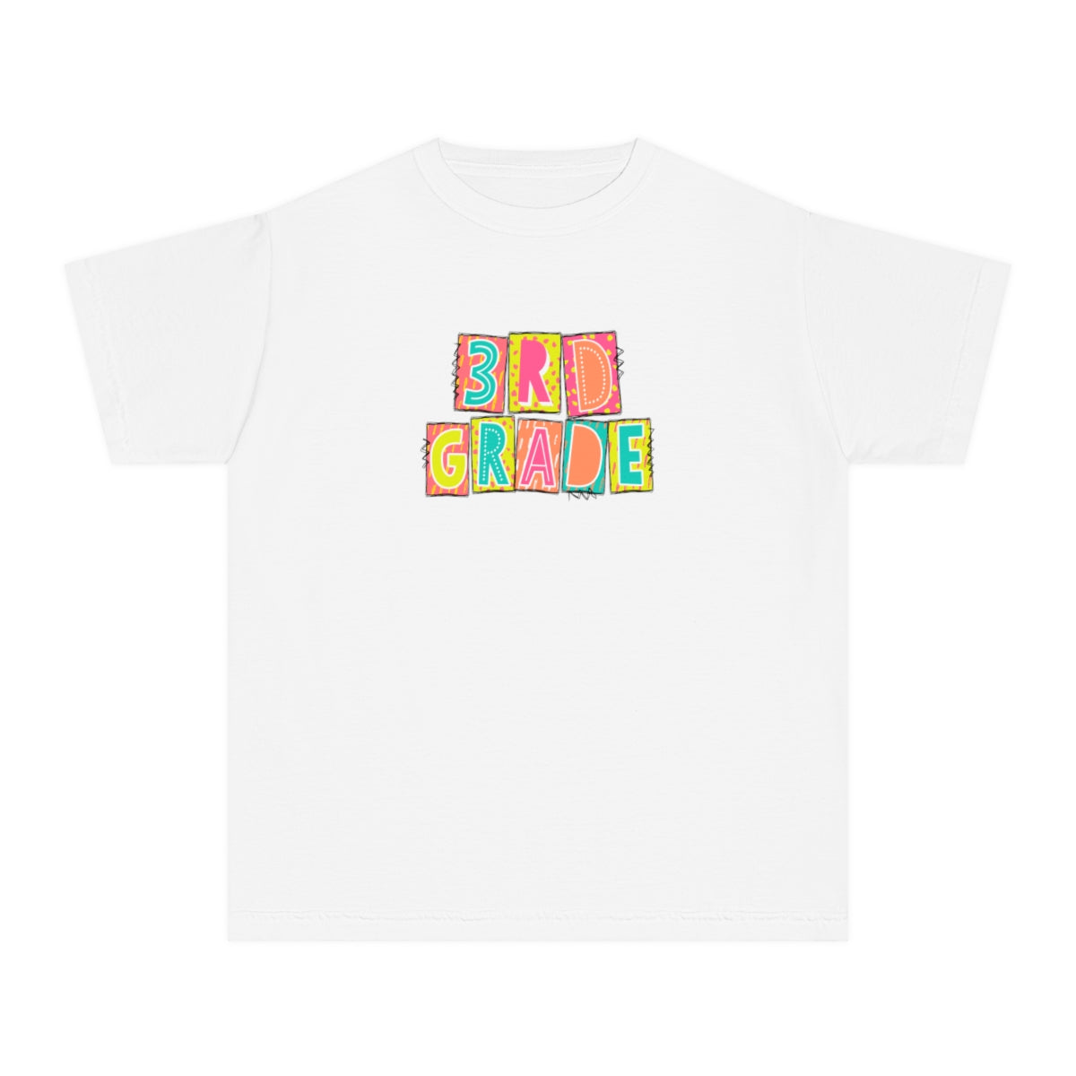 3rd Grade Neon Blocks Youth Short Sleeve Tee
