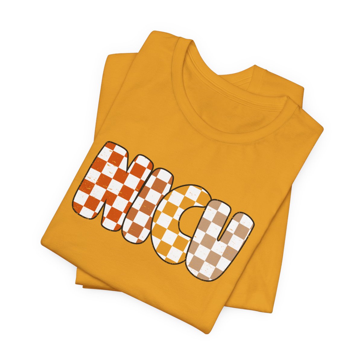 NICU Checkered Fall Distressed Short Sleeve Tee