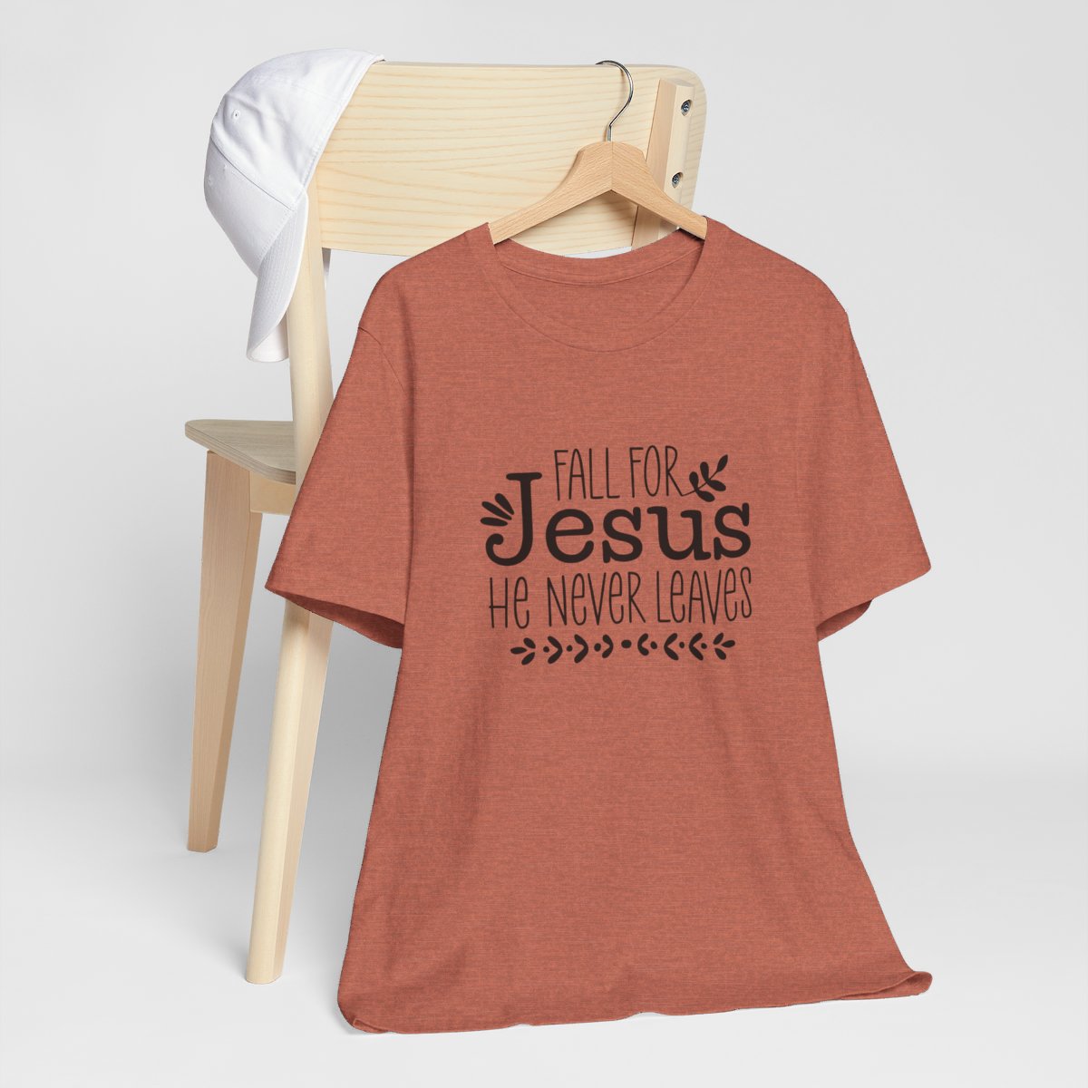Fall for Jesus He Never Leaves Short Sleeve Tee