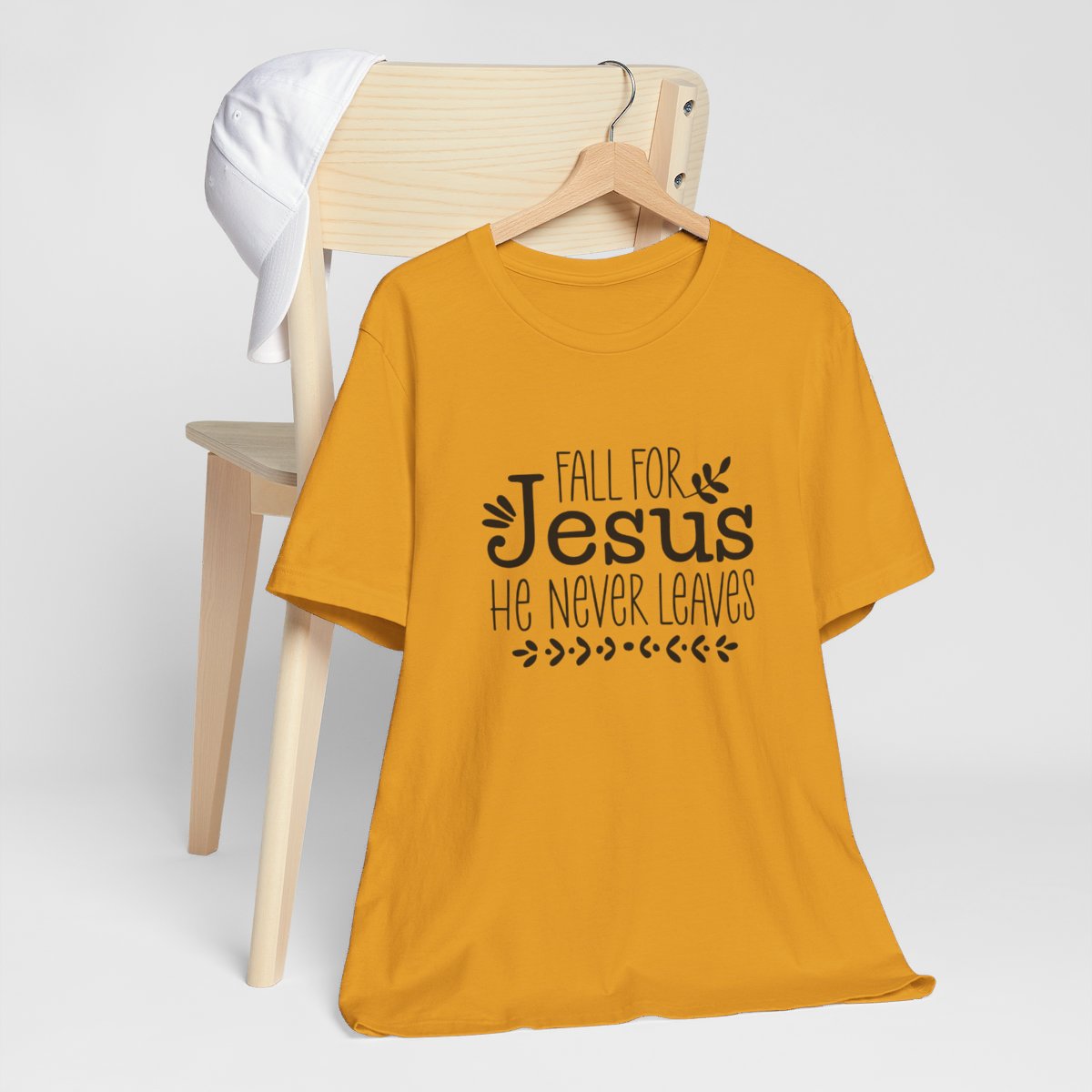 Fall for Jesus He Never Leaves Short Sleeve Tee