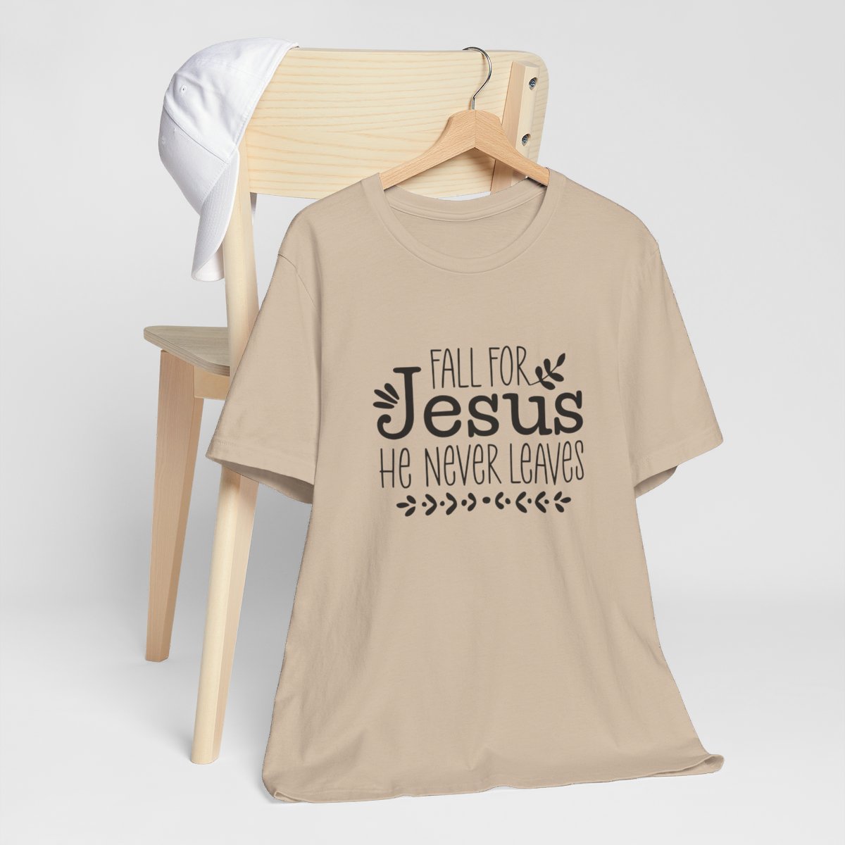 Fall for Jesus He Never Leaves Short Sleeve Tee