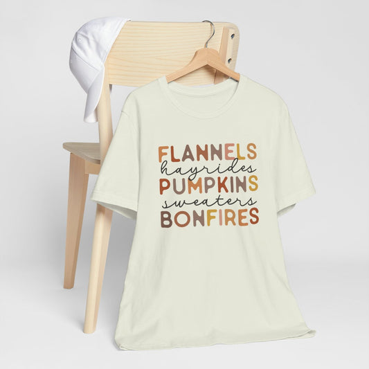 Flannels Pumpkins Bonfires Short Sleeve Tee