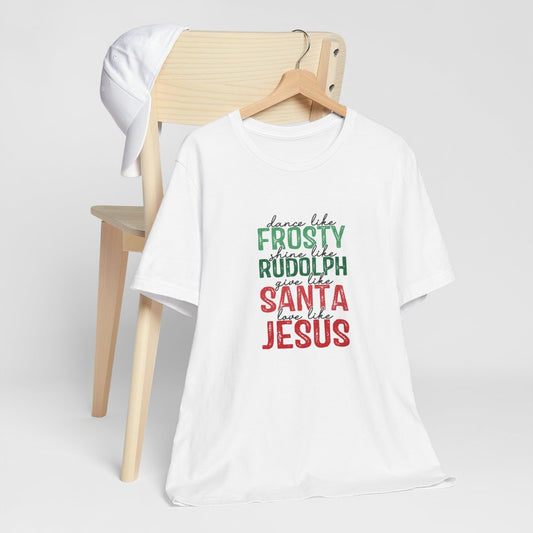 Frosty Rudolph Santa Jesus Short Sleeve Tee