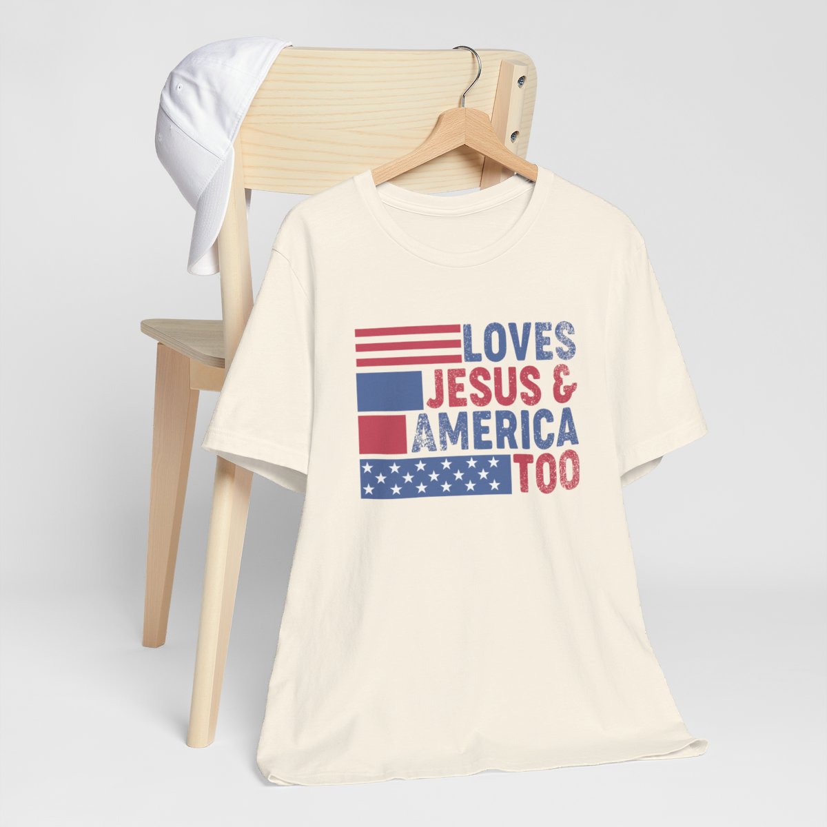Loves Jesus and America Too Short Sleeve Tee