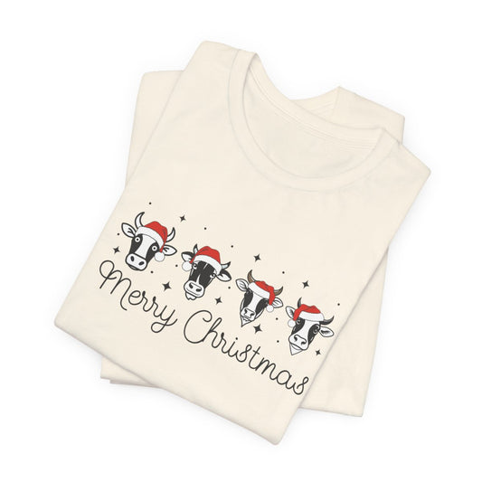 Merry Christmas Cows Short Sleeve Tee