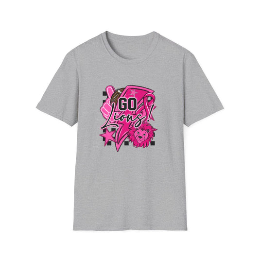 Pink Out Go Lions Football (Elementary) Short Sleeve Tee