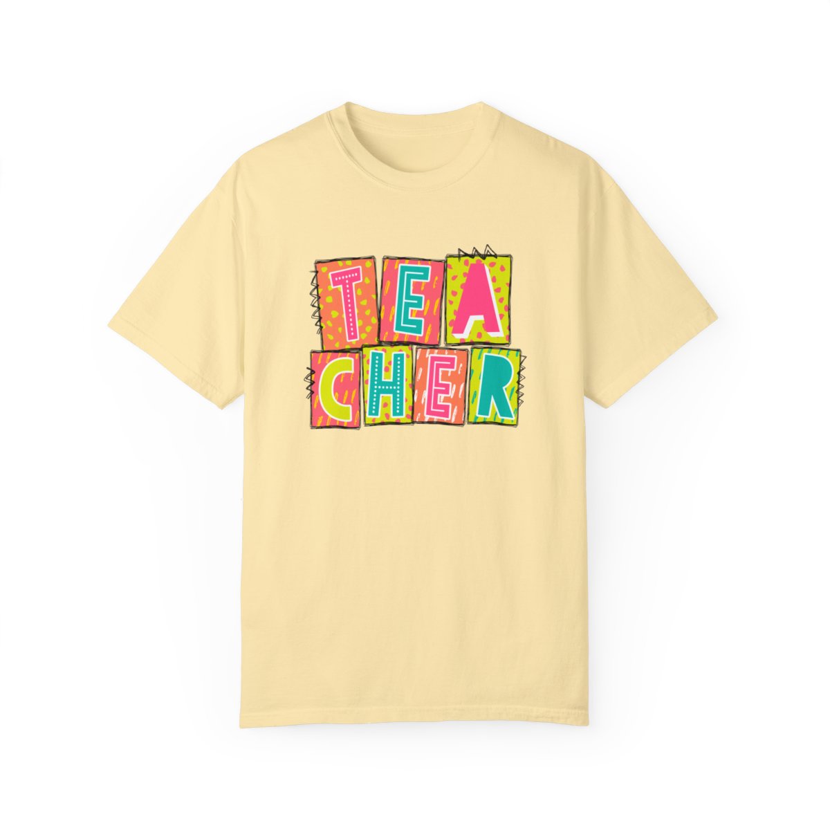 Teacher Neon Blocks Short Sleeve Tee