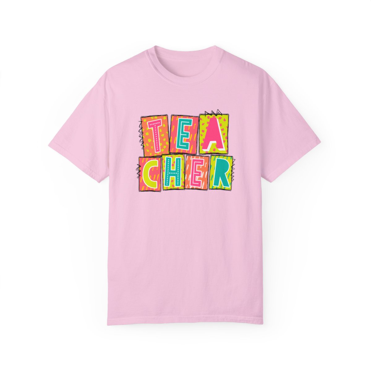 Teacher Neon Blocks Short Sleeve Tee