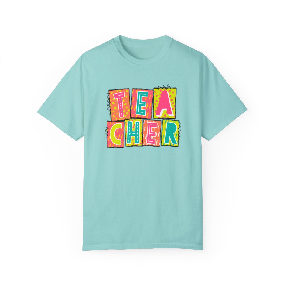 Teacher Neon Blocks Short Sleeve Tee