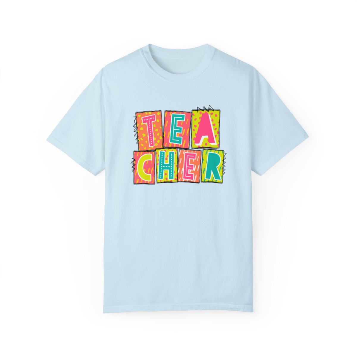 Teacher Neon Blocks Short Sleeve Tee