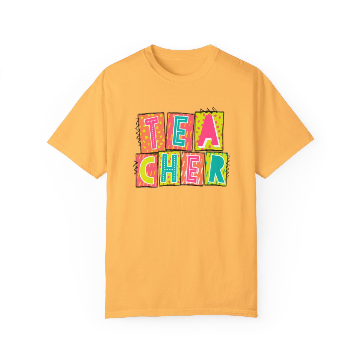 Teacher Neon Blocks Short Sleeve Tee