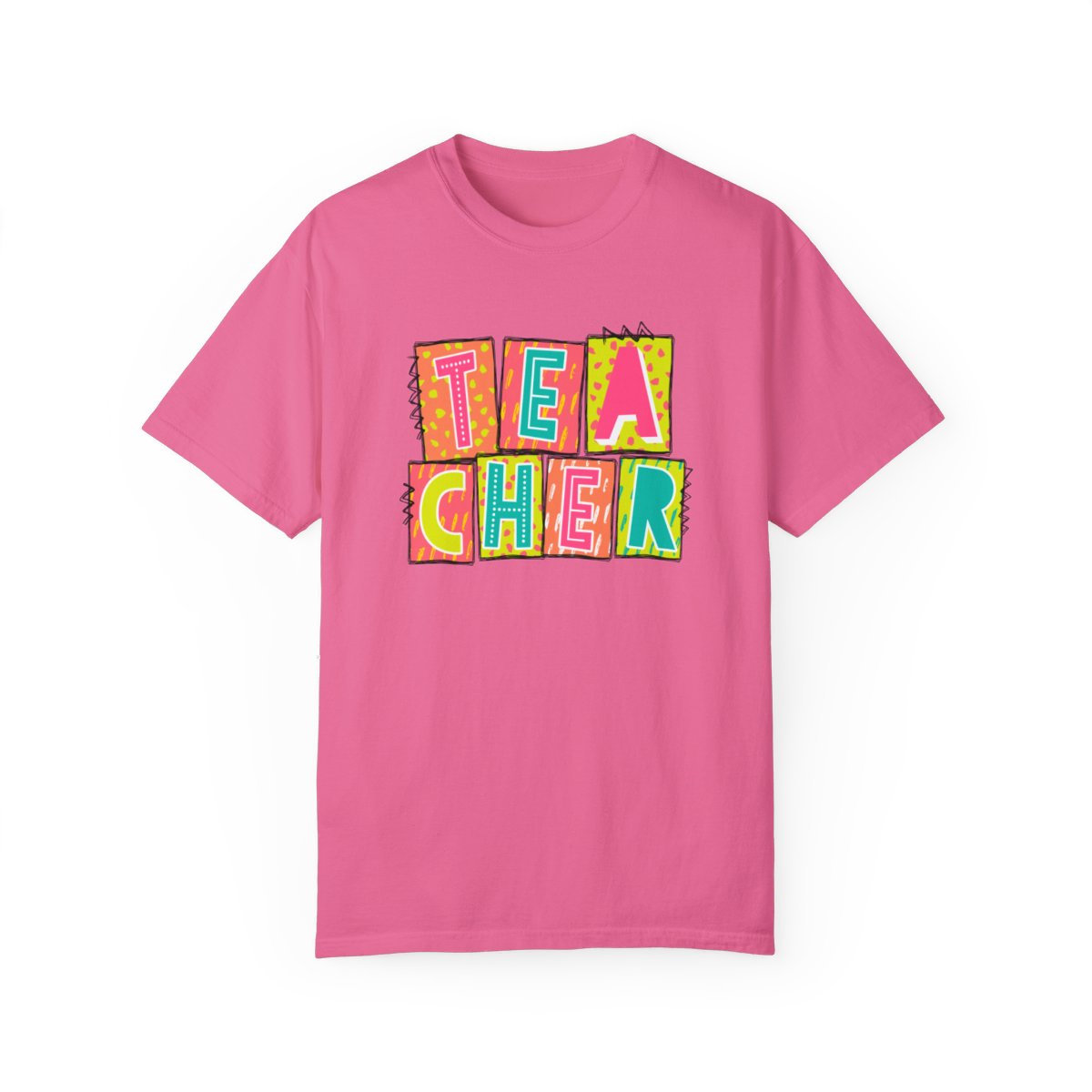 Teacher Neon Blocks Short Sleeve Tee