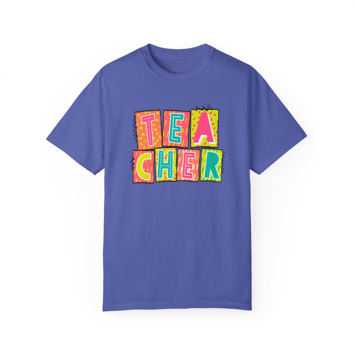 Teacher Neon Blocks Short Sleeve Tee