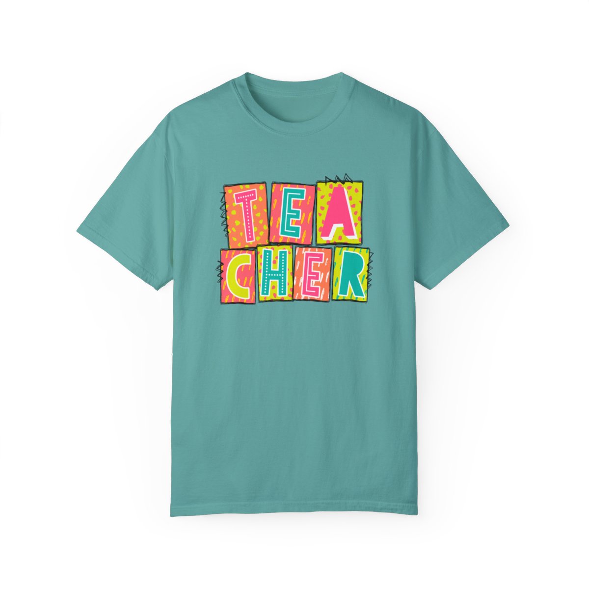 Teacher Neon Blocks Short Sleeve Tee