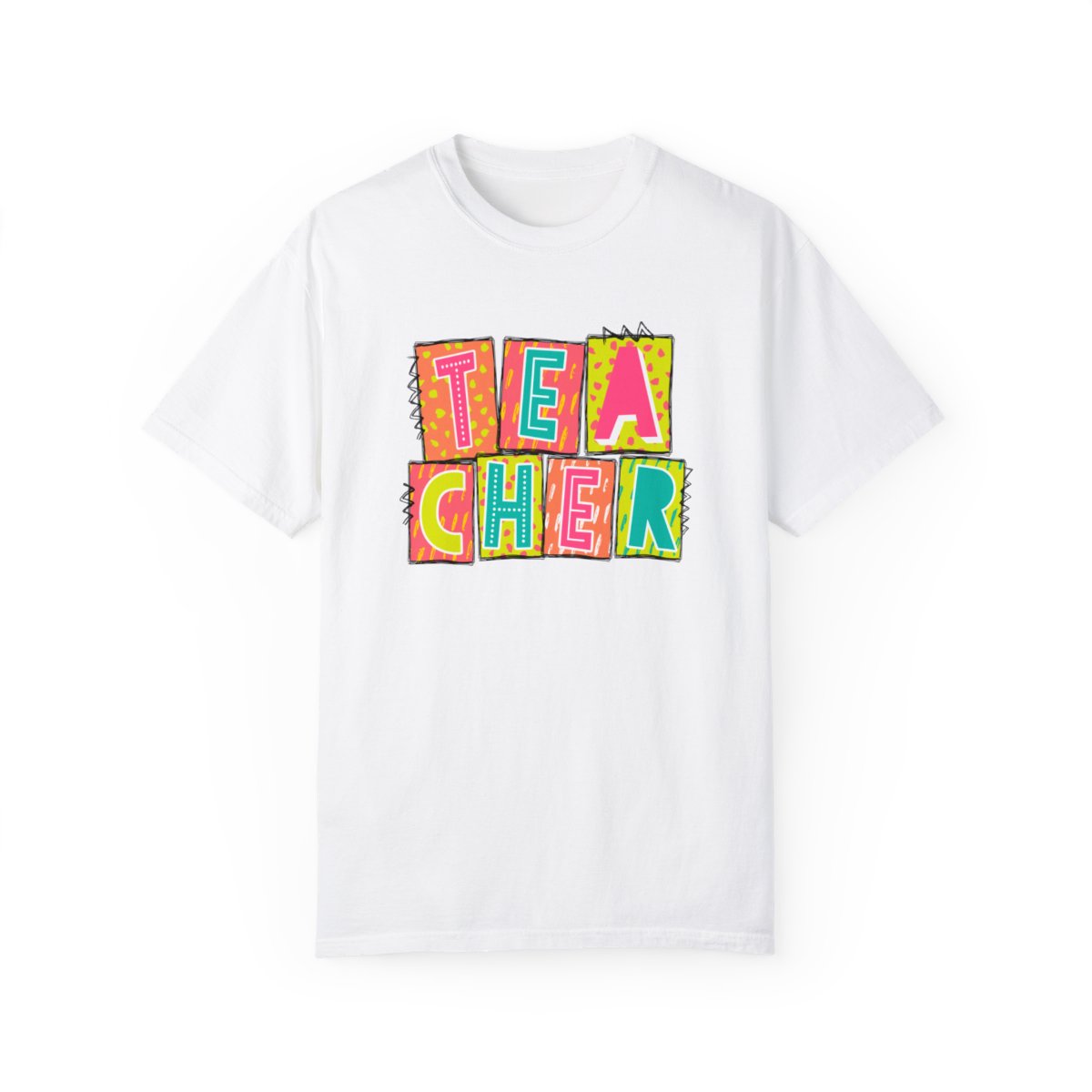 Teacher Neon Blocks Short Sleeve Tee